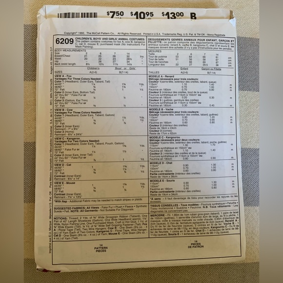 1990s Mc Calls Halloween Costume Sewing Pattern - Picture 2 of 2